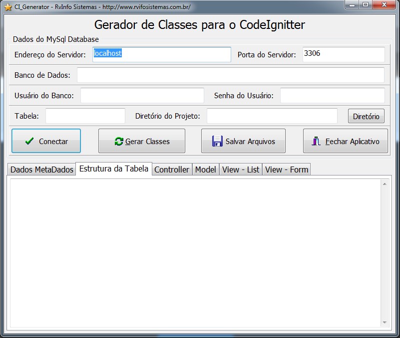 Sistema Gerador para CodeIgniter